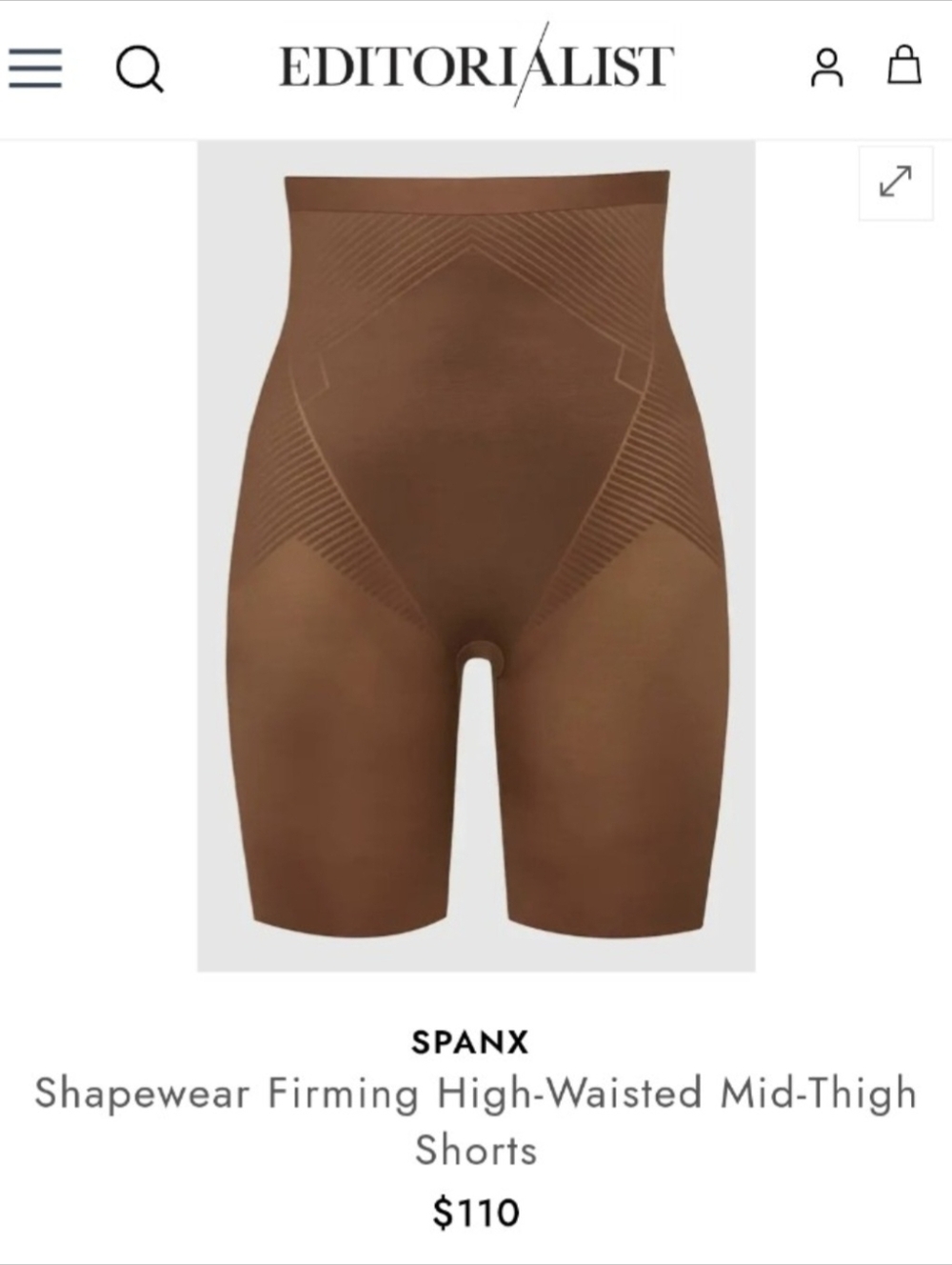 NWT Spanx Thinstincts 2.0 Girl Short in Chestnut Brown Women’s XS